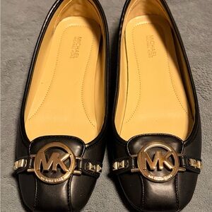 Michael Kors Black Loafers with Gold Accents